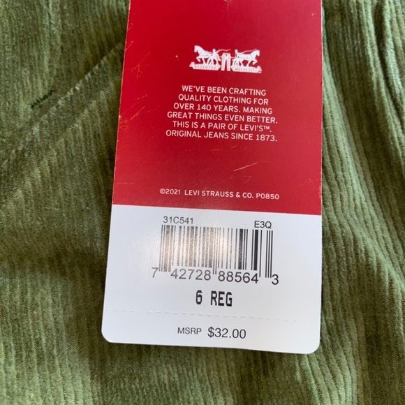 Levi’s size 6 olive green corduroy new nwt Jeggings - Picture 4 of 6